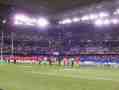 The teams line up in the Dome