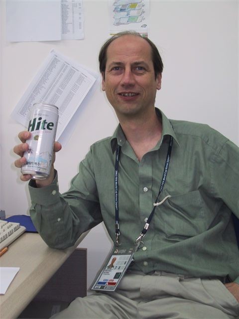 Pete with a beer...