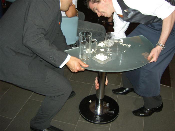 The table couldn't take the heavy drinking!