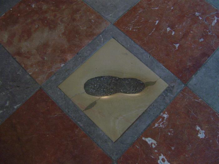 Satans Hoof print inside Frauenkirche