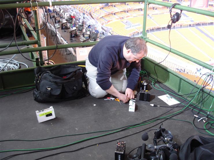 Gordon setting up the Annouce Platform for the opening game