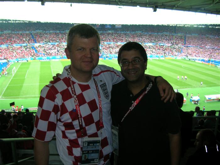 Sanjiv with his best mate at half time